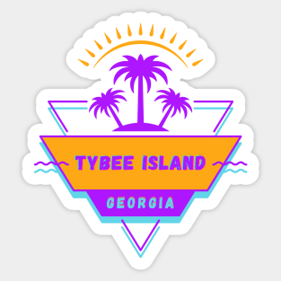 Tybee Island Georgia Beach Vibes 80's Sticker
